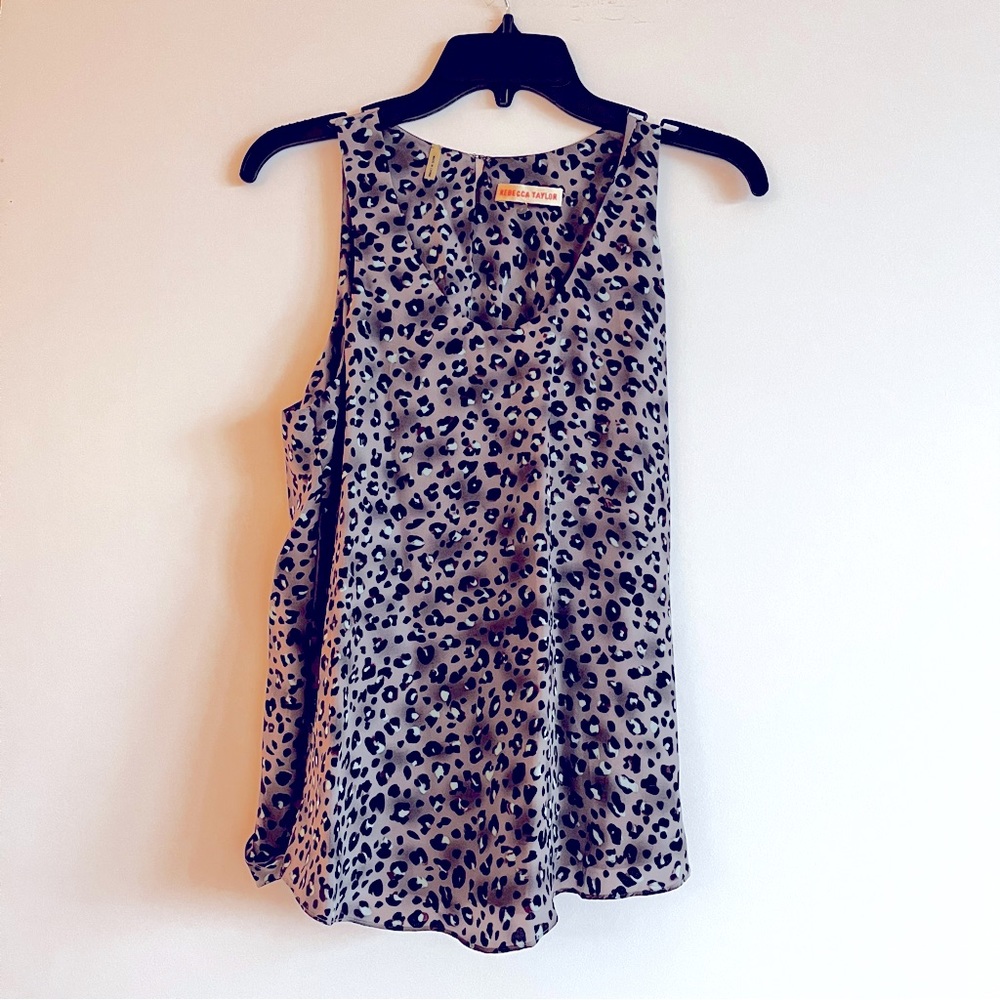 BNWOT 100% SILK REBECCA TAYLOR LEOPARD PRINT TANK TOP